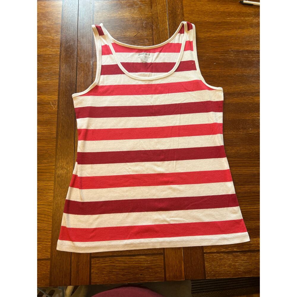 Old Navy The Perfect Tank XXL Plus Red White Pink Striped Ribbed Scoop Neck Boho - Picture 5 of 9